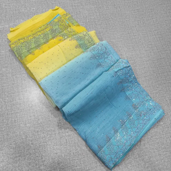 Premium Space Silk Double Colour Stone work saree | SR66
